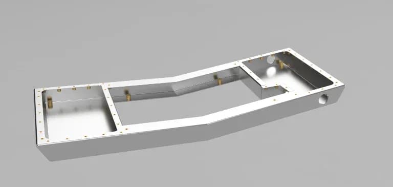 Folded sheet metal XLV frame, CAD render